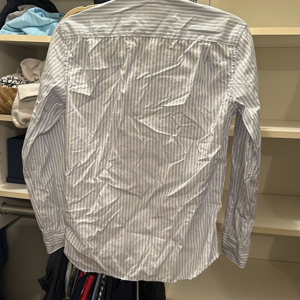 J.Crew Crewcuts Thomas Mason Blue & White Striped Button-Up Shirt Size 14 BOYS - Picture 6 of 7
